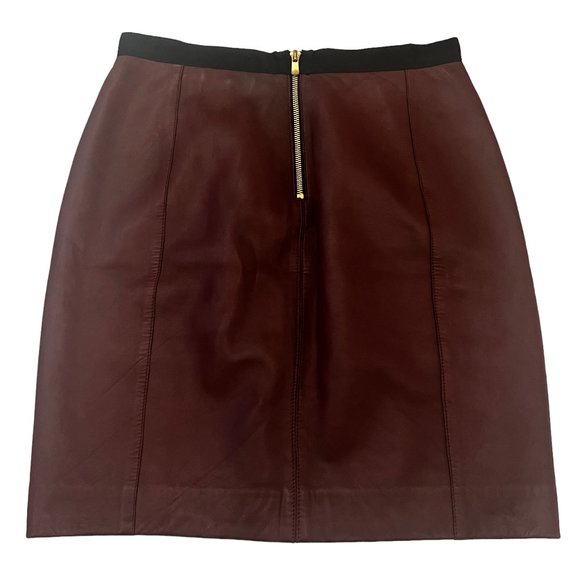 Gorgeous! Sandro Reddish Brown Lambskin Leather Skirt with pockets Sz 2 … - Picture 3 of 11
